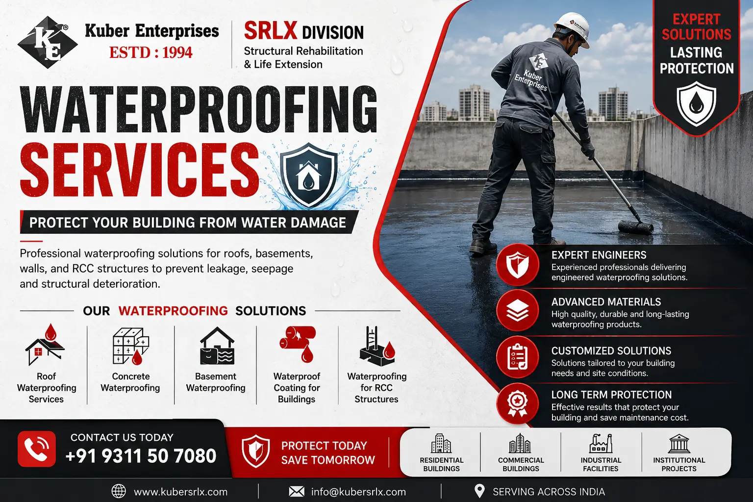 Waterproofing Services in India | Kuber Enterprises SRLX Division