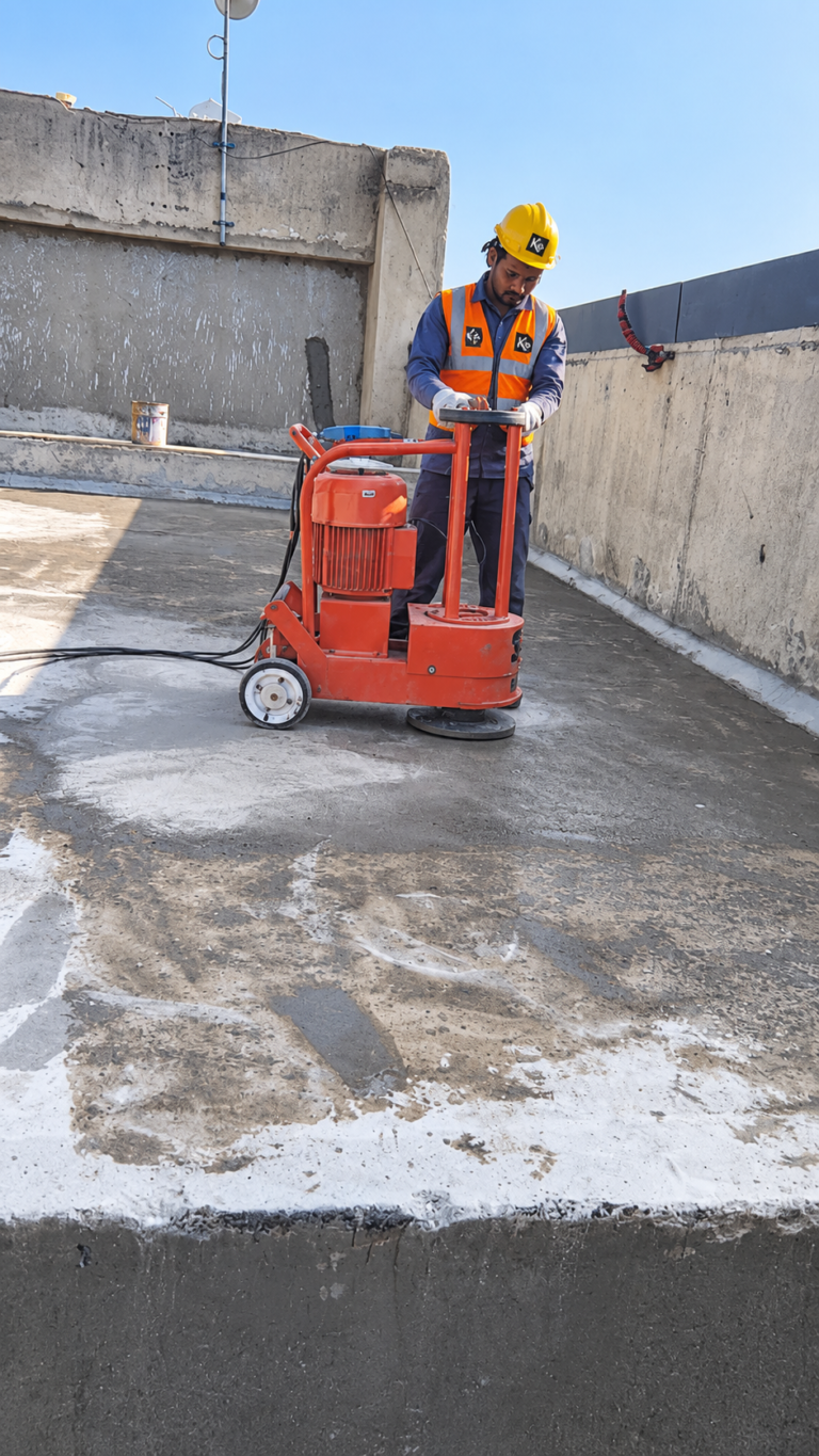 Kuber terrace waterproofing work in Gurugram